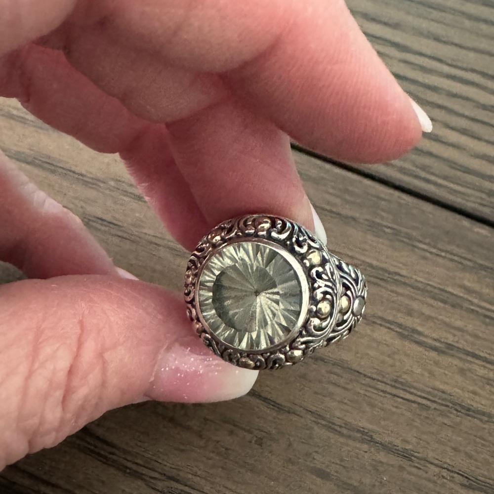 Samuel B Behnam Sterling Silver 18k Gold Cydonia Green Amethyst Ring Sz 6.75 - Picture 6 of 7